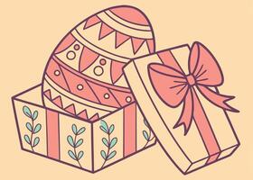Decorative Easter egg in a fancy gift box with bow vector