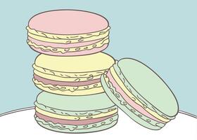 Stacked pastel Easter macarons on a soft background vector