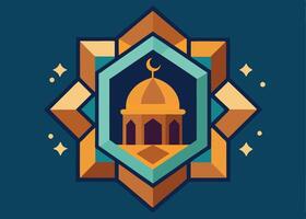 Islamic geometric patterns with Ramadan themed elements vector