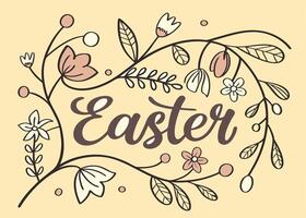 Artistic hand drawn script of Happy Easter greeting vector
