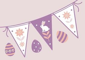 Decorative Easter bunting with soft pastel hanging flags vector