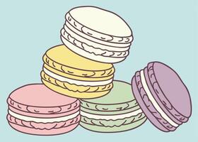 Stacked pastel macarons in Easter colors on a soft surface vector