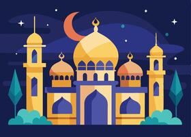 Mosque domes and minarets with Ramadan theme vector