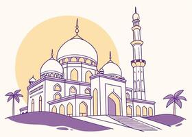 Soft purple mosque with domes and minarets for Ramadan vector