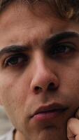 Pensive Boy Reflects About A Problem To Be Solved Outdoors In Nature video