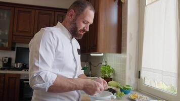 Chef Is Preparing Food Line In A Private Home Kitchen video
