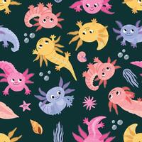 Seamless pattern with axolotl. Design for fabric, textile, wallpaper vector