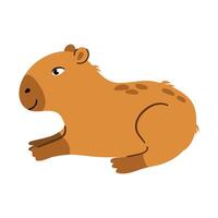 Illustration with a cute funny capybara. White isolated background vector