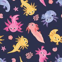 Seamless pattern with axolotl. Endless texture for your design, decoration of a children's room vector