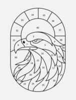 head Eagle Stained glass pattern by number vector