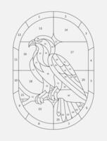 Eagle Stained glass pattern - coloring page by number vector
