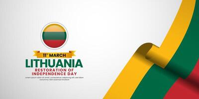 Lithuania Flag for restoration of independence day greeting card background with blank space area vector