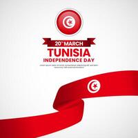 Tunisia ribbon flag with National color for independence day banner background design vector