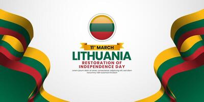 Lithuania Flag for restoration of independence day banner, greeting card background vector