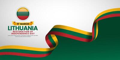 Lithuania Flag Ribbon for Independence Day Banner Background Template for greeting card vector