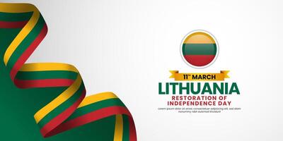 Lithuania independence day background on march 11 with waving ribbon national flag vector