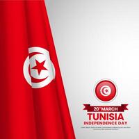 Tunisia independence day banner background in 20th of March with realistic flag vector