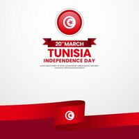 Tunisia ribbon flag with National color for independence day square background design vector