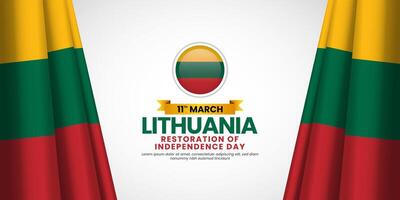 Lithuania Flag for restoration of independence day banner, greeting card background with blank space area vector