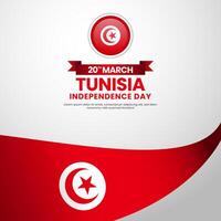 Tunisia independence day banner, greeting card in 20th of March with realistic flag vector