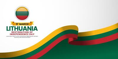 Lithuania independence day banner background on march 11 with waving ribbon flag vector