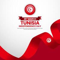Tunisia Flag for independence day square banner, greeting card design with blank space area vector