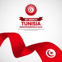 Tunisia ribbon flag with National color for independence day square banner background design vector