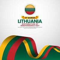 Lithuania ribbon flag banner background for Restoration of Independence day vector