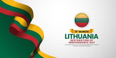 Lithuania Flag for restoration of independence day banner, greeting card background with text space area vector
