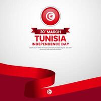 Tunisia Flag for independence day square banner, greeting card with blank space area vector