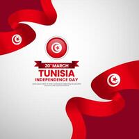 Tunisia ribbon flag National color for independence day square banner background design vector