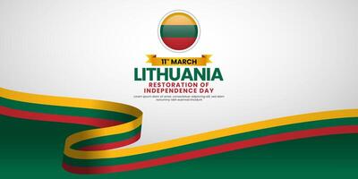 Lithuania Flag Ribbon for Independence Day Banner Background Design for greeting card vector