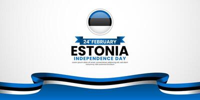 Estonia Flag Ribbon Background for Independence Day Design with blank space area vector