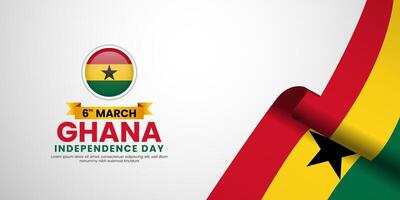 Ghana realistic flag for Independence Day Banner Background with blank space area vector