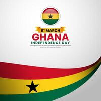 Ghana Independence Day Square Banner Background Design with realistic national flag for Poster vector