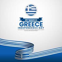 Greece Independence day 25 March square banner background with wvaing flag vector