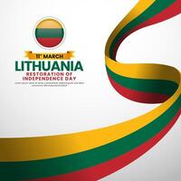 Lithuania ribbon flag square banner for Restoration of Independence day vector