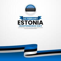 Estonia Independence day with waving flag square banner background template for greeting card vector