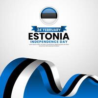 Estonia Independence day with flag square banner background template for greeting card vector