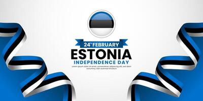 Estonia Flag Waving Ribbon Background for Independence Day Design with blank space area vector