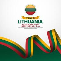 Lithuania ribbon flag square banner background for Restoration of Independence day vector