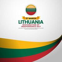 Lithuania Flag for Restoration of Independence Day square Banner Template Background vector