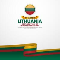 Lithuania ribbon flag square banner background for Independence day vector
