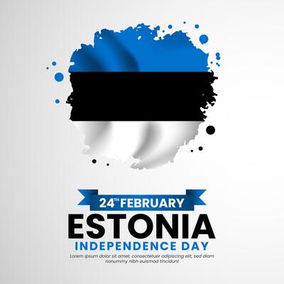 Estonia Flag brush grunge stroke for Independence day square banner background