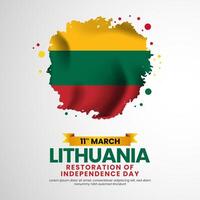 Lithuania flag on a white background with grunge brush national flag color for Independence Day vector