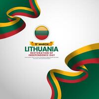Lithuanian flag ribbon for Lithuania Restoration of Independence day background vector
