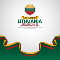 Lithuanian flag ribbon for Lithuania Restoration of Independence day on white background vector
