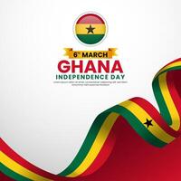 Ghana waving flag template for independence day poster design with text area vector