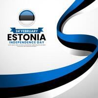 Estonia flag for independence day square banner background with blank space area vector
