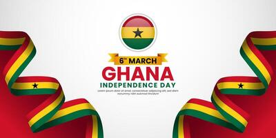 Ghana Flag Banner Background for Independence Day Template Design for greeting card vector
